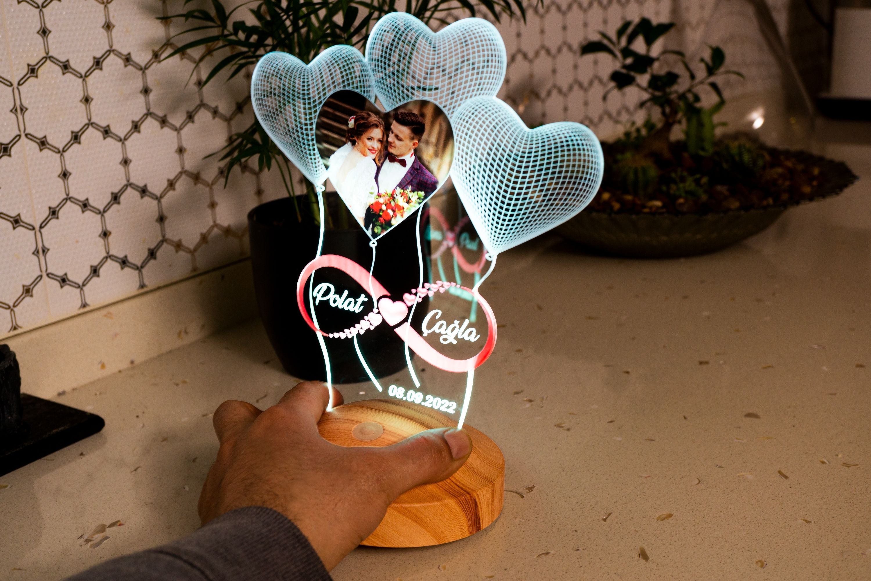 Photo lamp with desired text &amp; picture night light Infinite love 