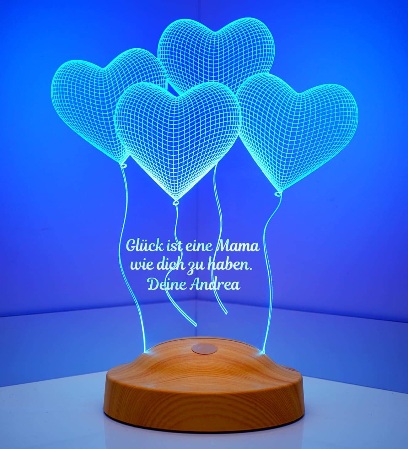 Four Hearts Personalized Birthday Gifts Lamp with text of your choice