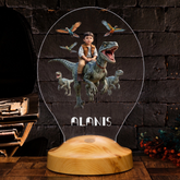 Personalisierte KI LED Lampe – Dein Foto auf einem T-Rex