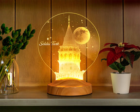 Galata Tower Istanbul Personalized lamp with custom text