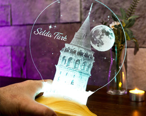 Galata Tower Istanbul Personalized lamp with custom text