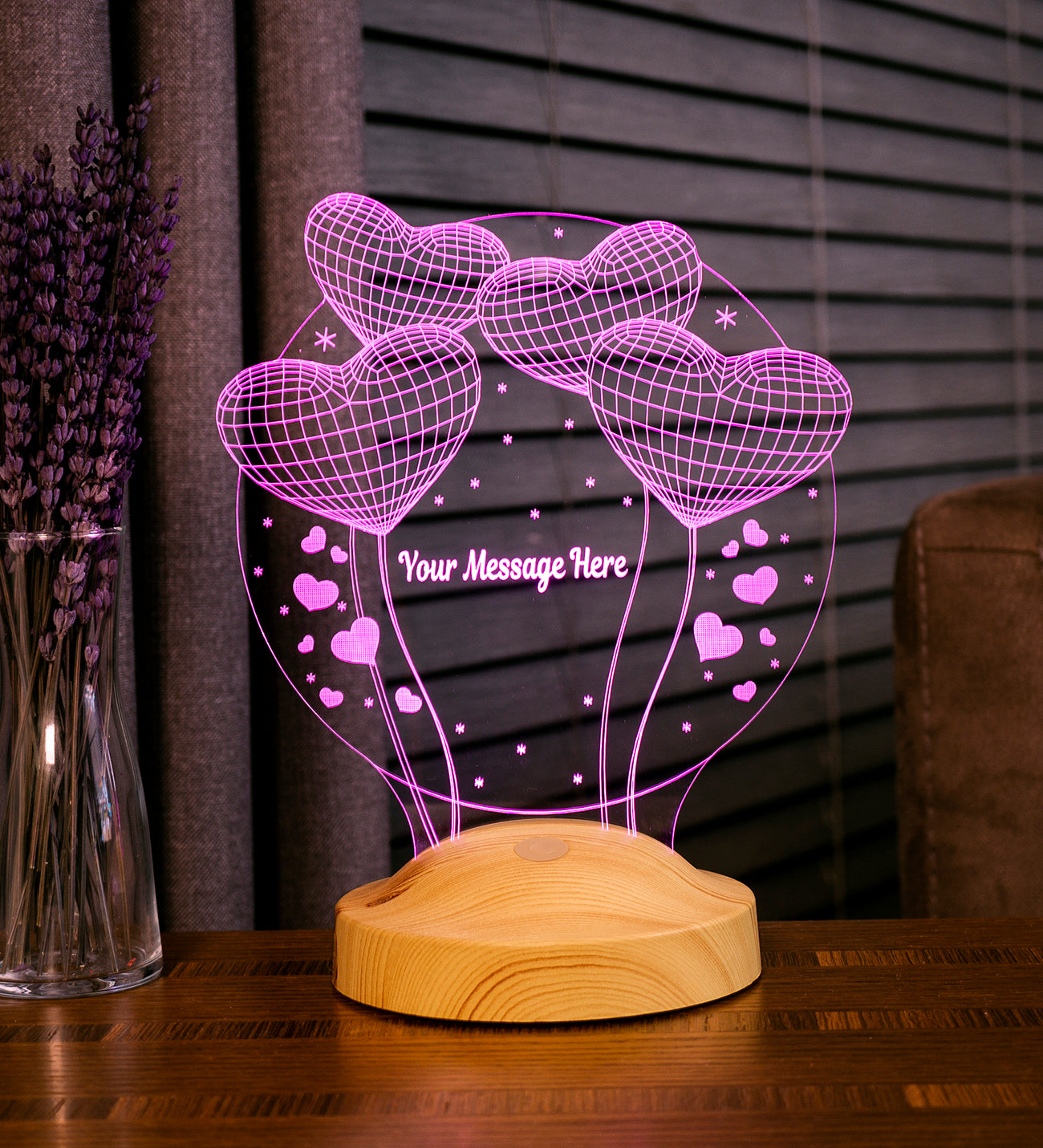 Balloon Hearts Birthday Gift Personalized lamp with text of your choice