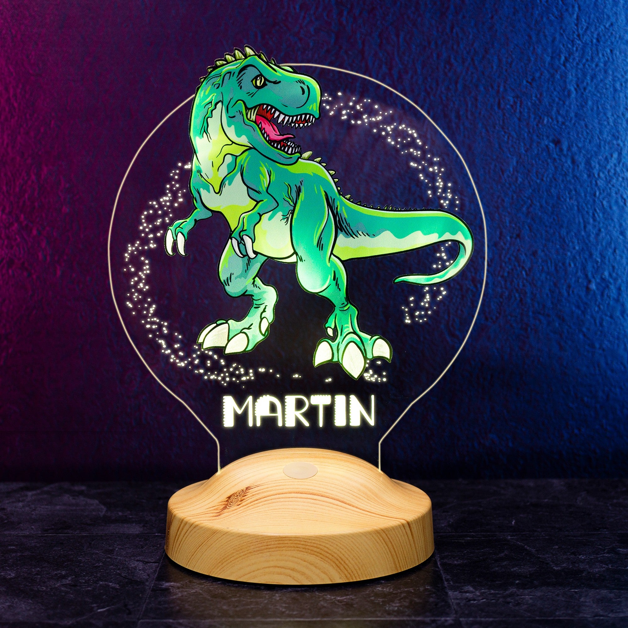 T-REX DINOSAUR PERSONALIZED LAMP WITH UV PRINTING 3D VISION LED NIGHT LIGHT