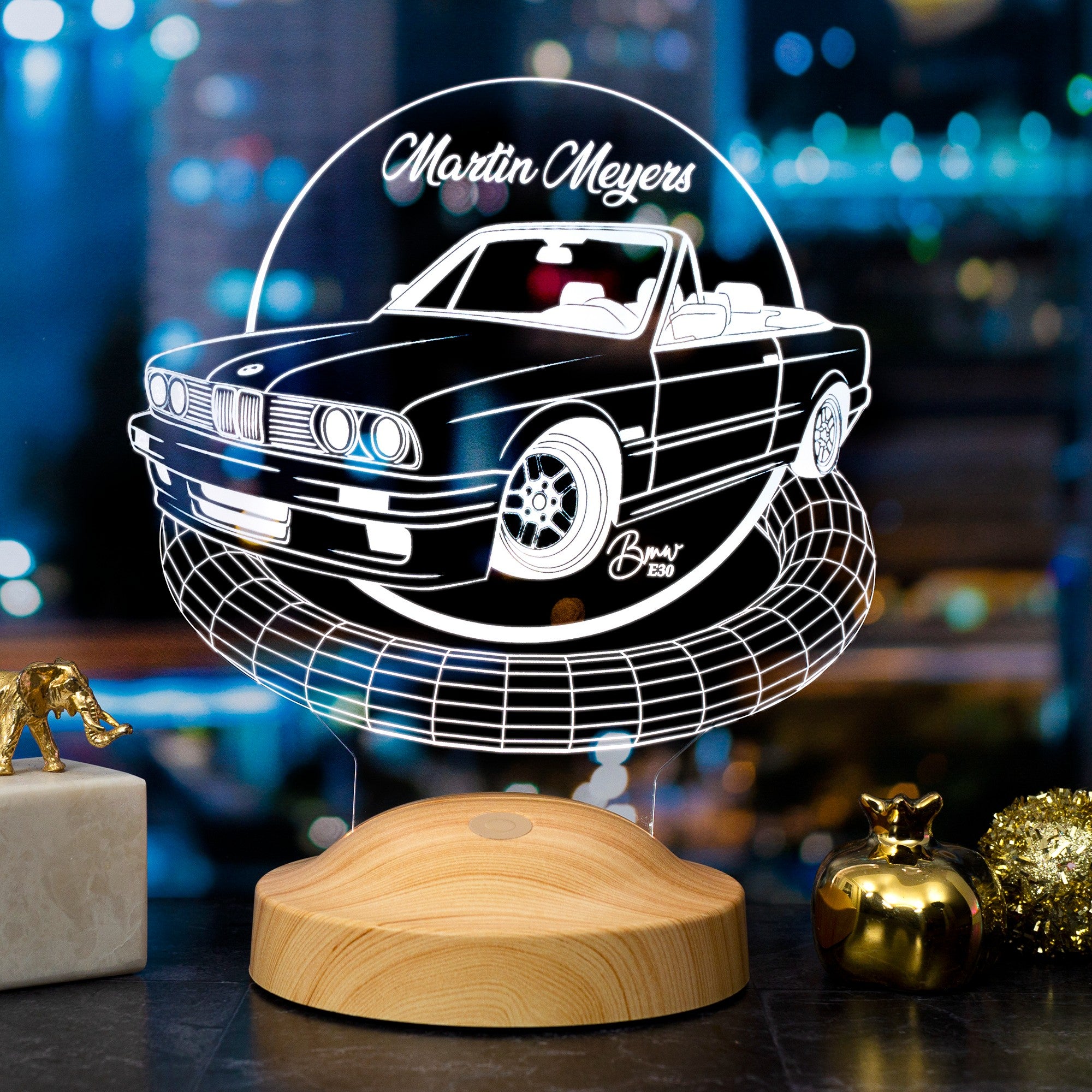 Car gift item LED lamp with engraving, gift idea for automobile fans