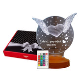 Flying heart Personalized Mother's Day gift Bedside lamp with text of your choice