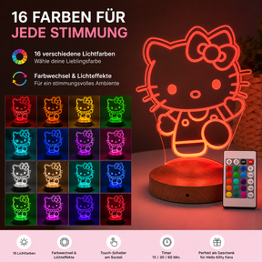 Personalisierte  Hello Kitty 3D Nachtlampe | Geschenk für Mädchen | Kinderzimmer Deko | Babyzimmer