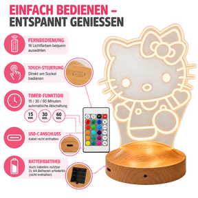 Personalisierte  Hello Kitty 3D Nachtlampe | Geschenk für Mädchen | Kinderzimmer Deko | Babyzimmer