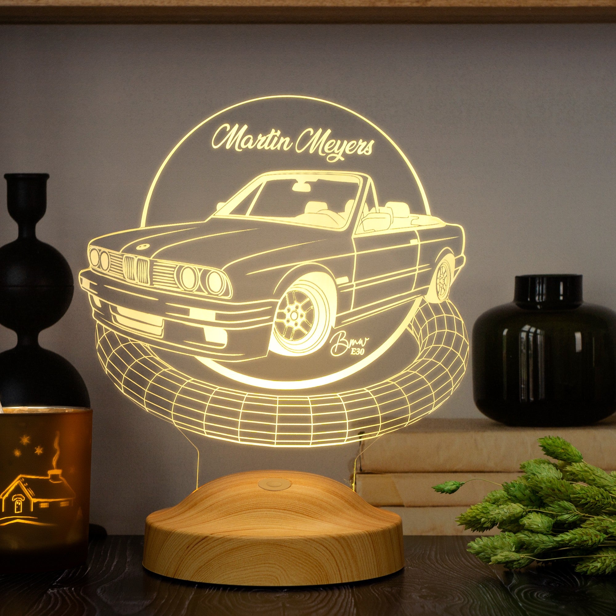 Car gift item LED lamp with engraving, gift idea for automobile fans