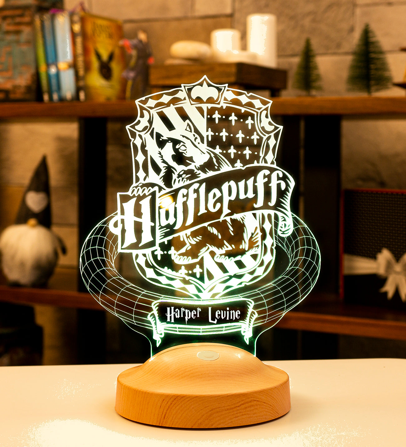 Harry Potter Hogwarts Hufflepuff Personalized UV Printed Gift Wooden Cutout &amp; Gift Box