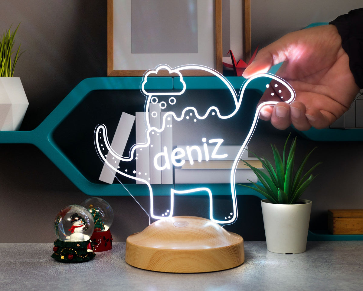 LED night light children personalized - dinosaur watercolor dino lamp