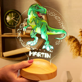 T-REX DINOSAUR PERSONALIZED LAMP WITH UV PRINTING 3D VISION LED NIGHT LIGHT