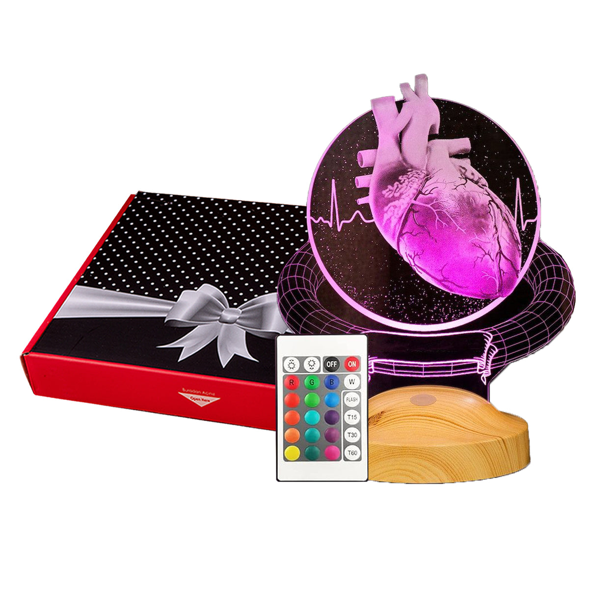 Personalized 3D Cardiac Surgeon Lamp, Engraved Cardiologist Gift