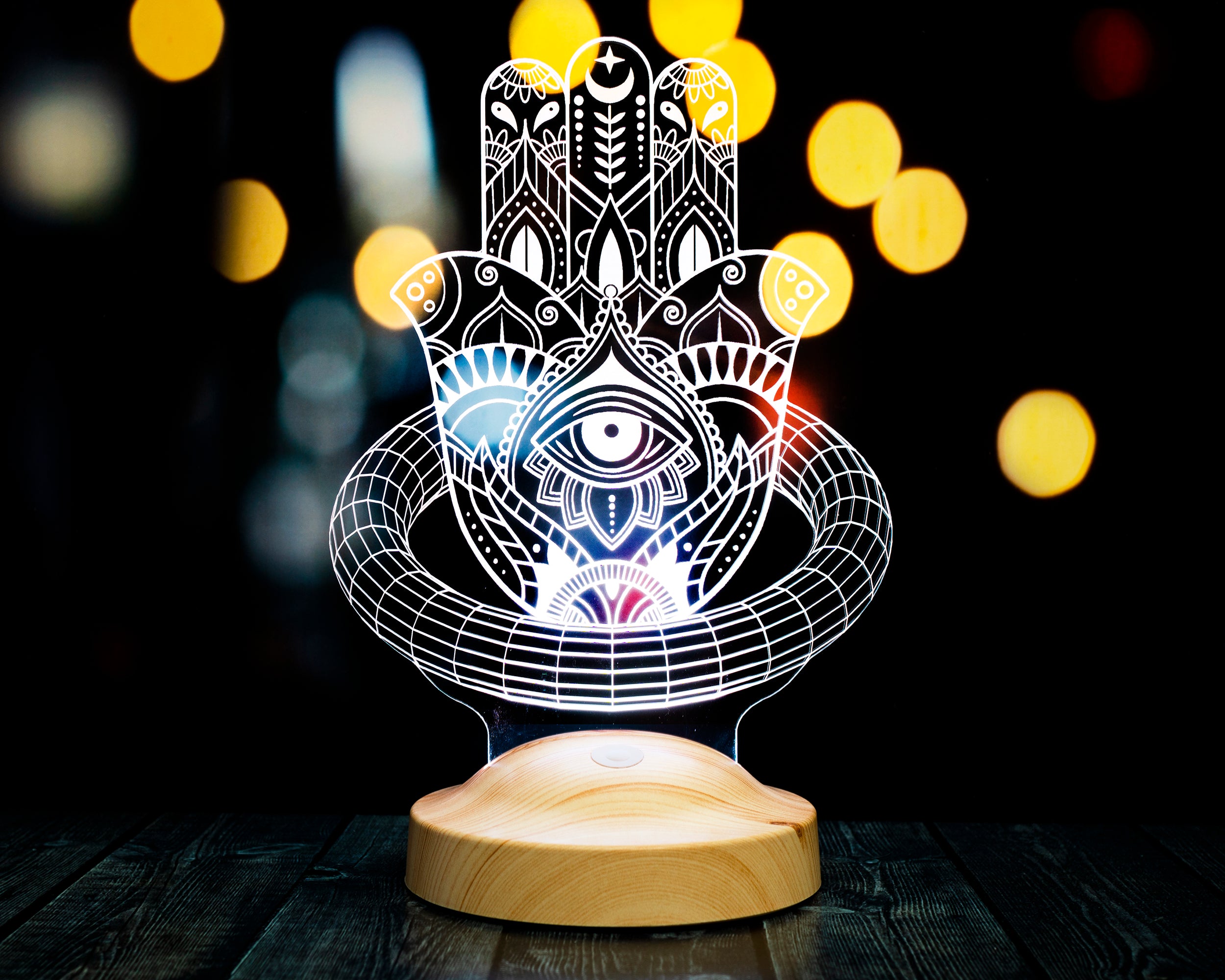 Hamsa Ramadan Decoration Islamic Eid Mubarak Decoration 3D LED Lamp 