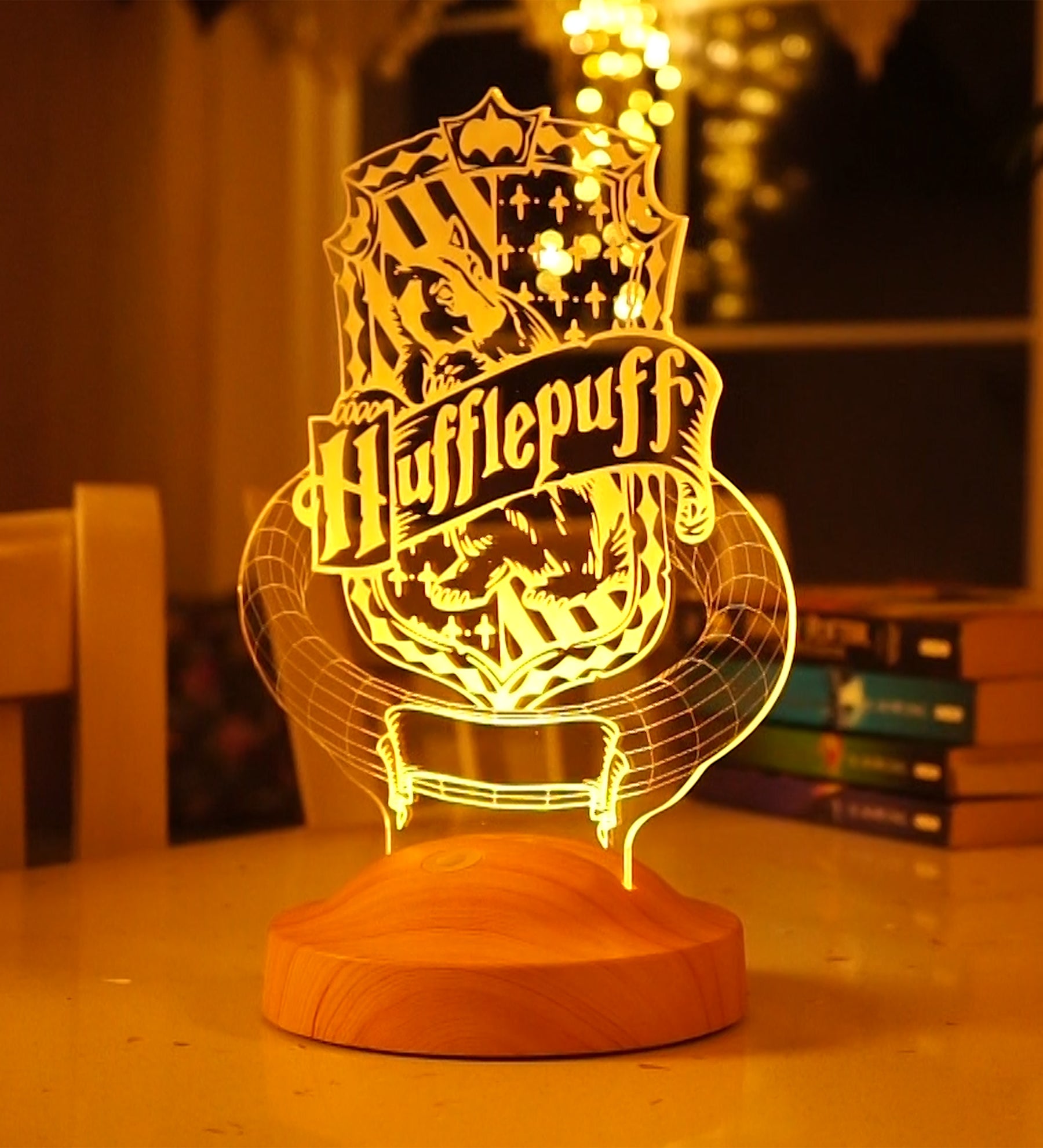 Harry Potter Hogwarts Hufflepuff Personalized UV Printed Gift Wooden Cutout &amp; Gift Box