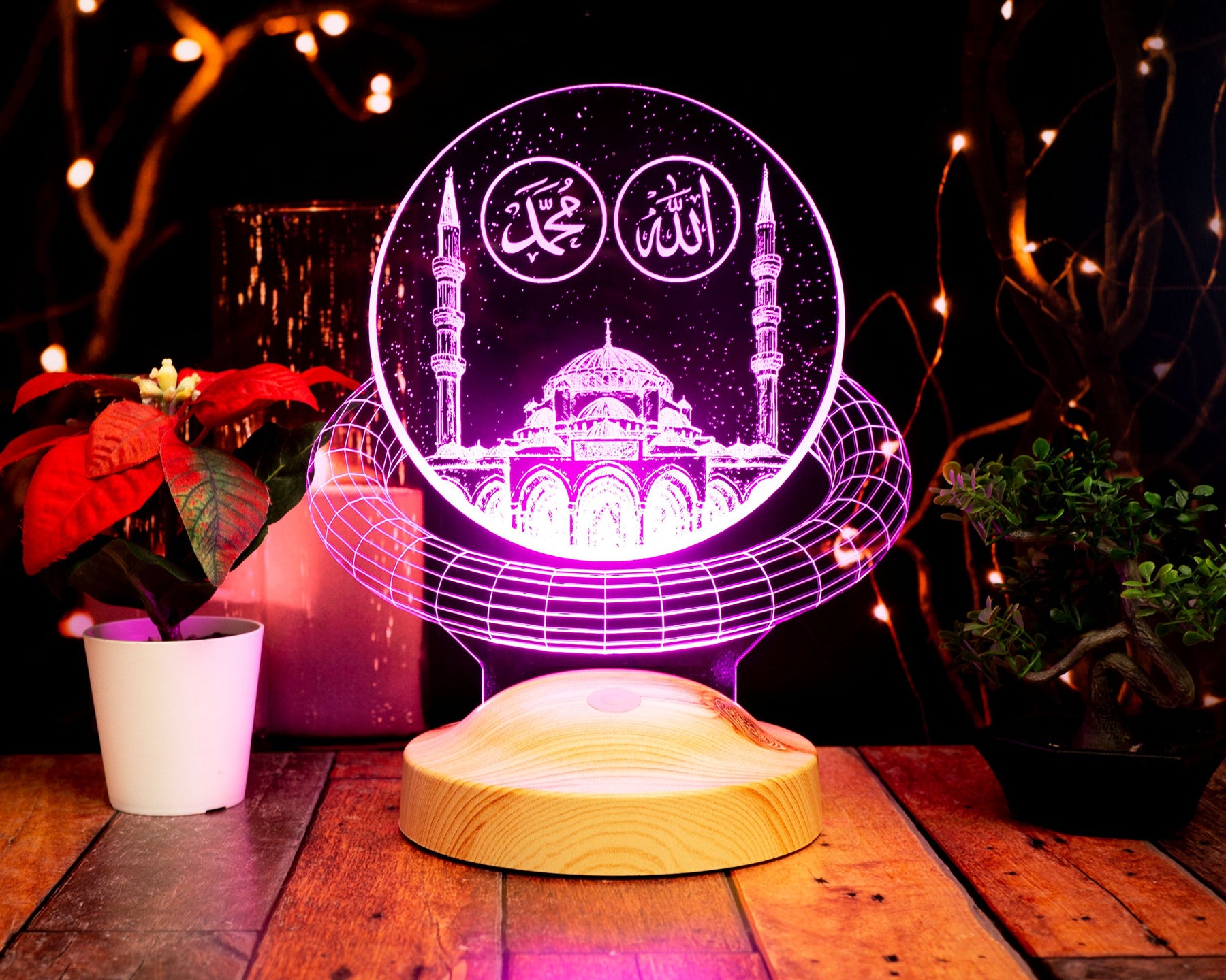 Mosque Ramadan Decoration Islamic Eid Mubarak Decoration 3D LED Lamp 