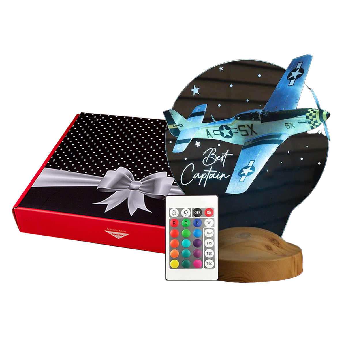 AIRPLANE NIGHT LIGHT Rgb night light, Mustang P52 airplane light perfect for bedside table