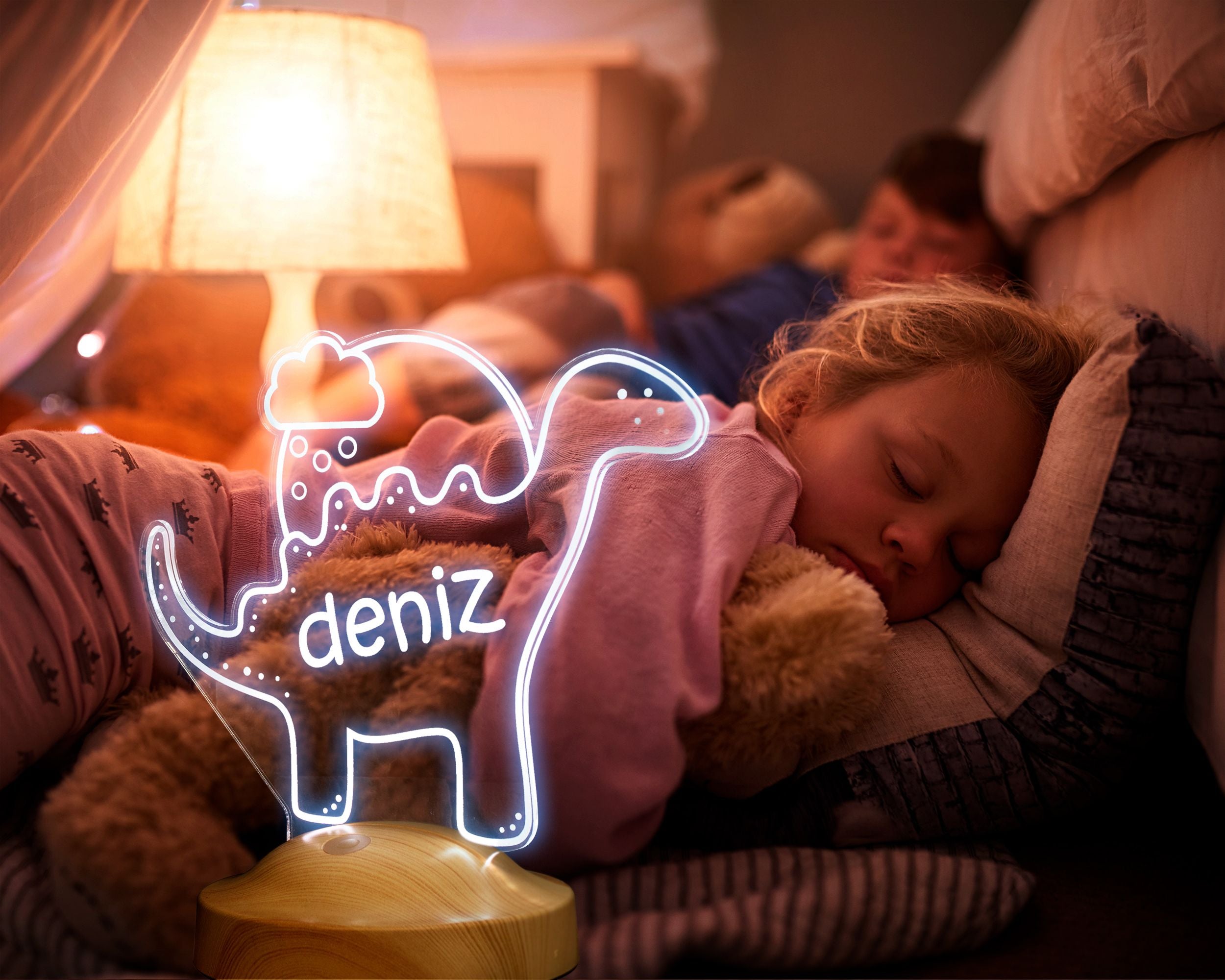 LED night light children personalized - dinosaur watercolor dino lamp