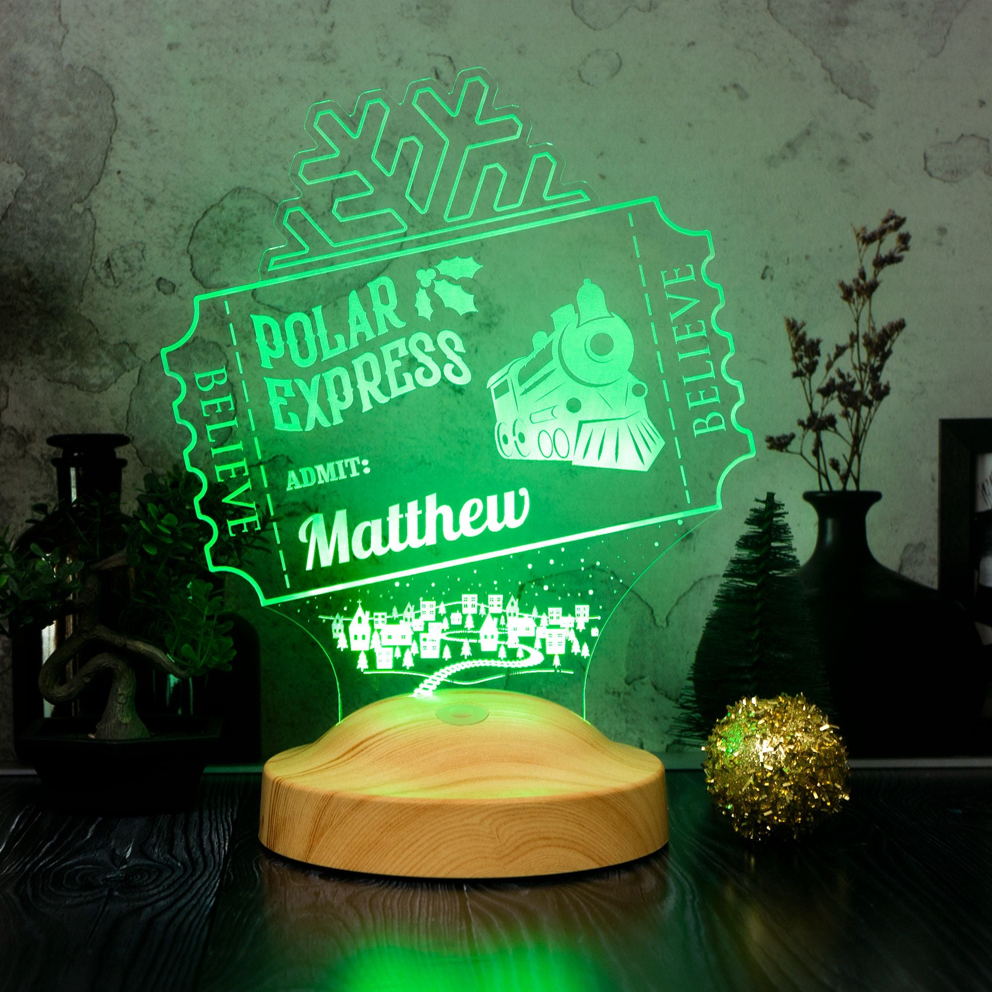 Polarexpress soft nacts gift personalized lamp with engraving