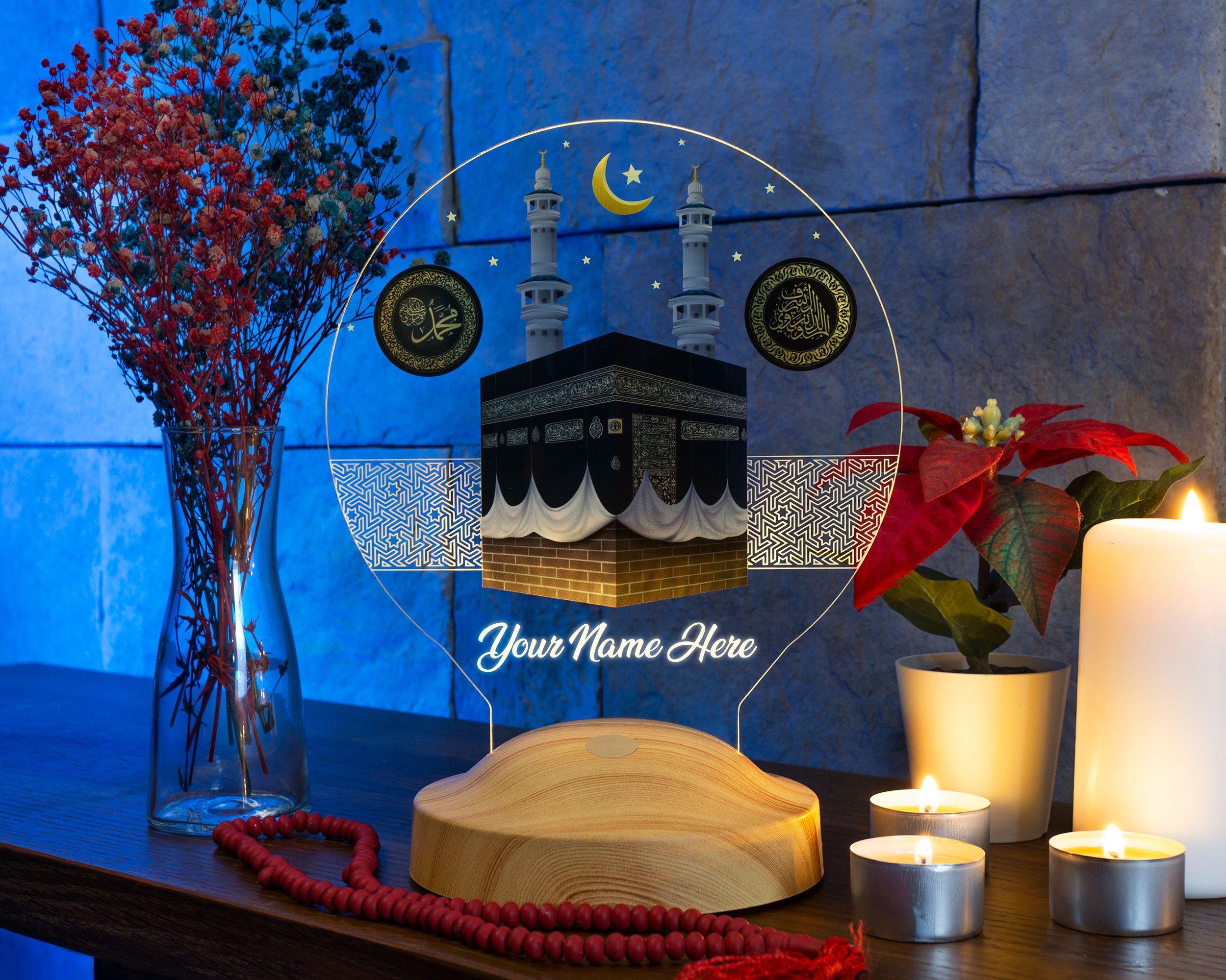 Kaaba Ramadan Decoration Islamic Eid Mubarak Decoration 3D LED Lamp