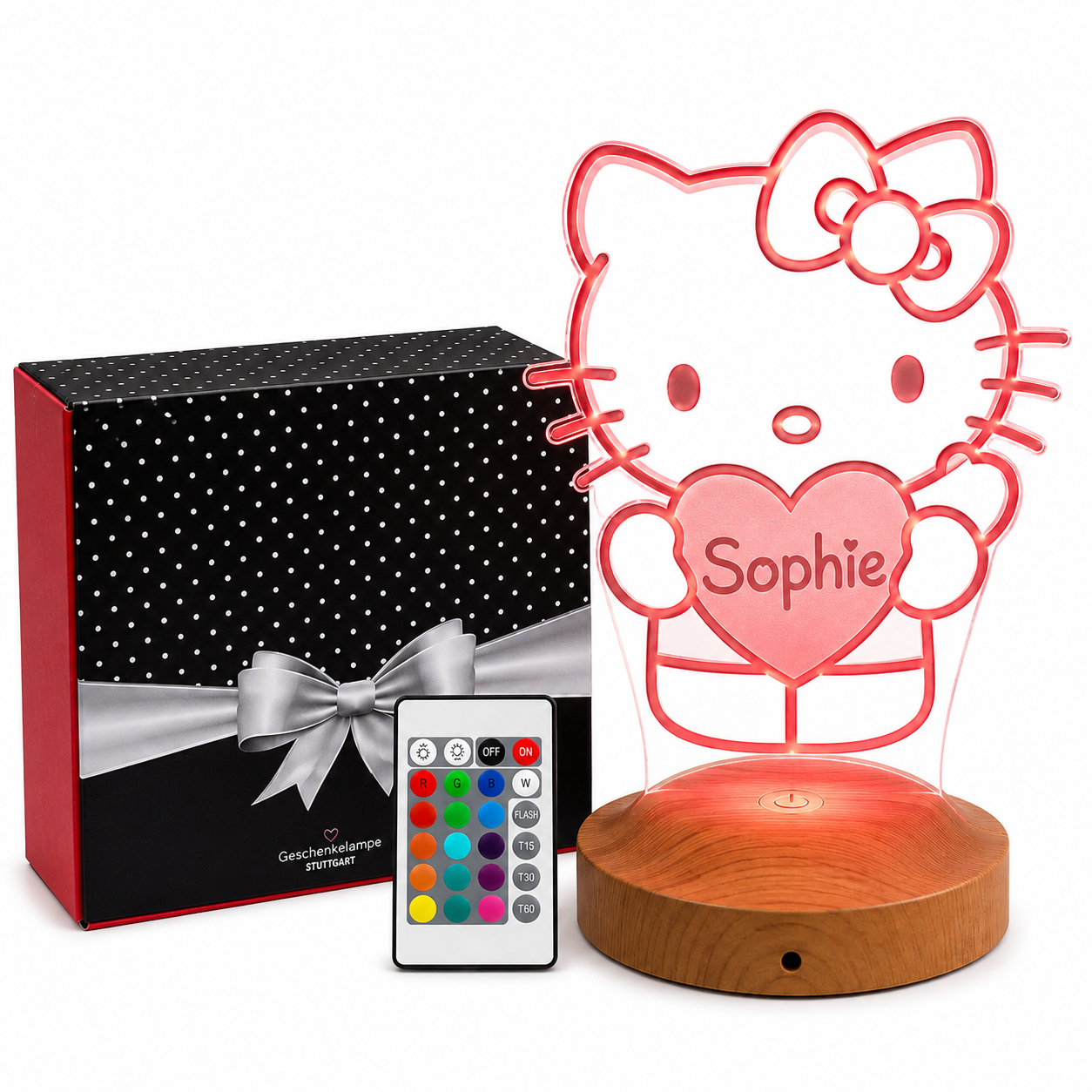 Personalisierte  Hello Kitty 3D Nachtlampe | Geschenk für Mädchen | Kinderzimmer Deko | Babyzimmer