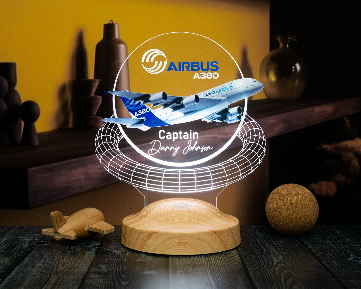 Passenger Airplane Travel Airplane 3D Illusion Lamp Gifts for Travelers for Pilots for Airplane Lovers Gifts for World Travelers