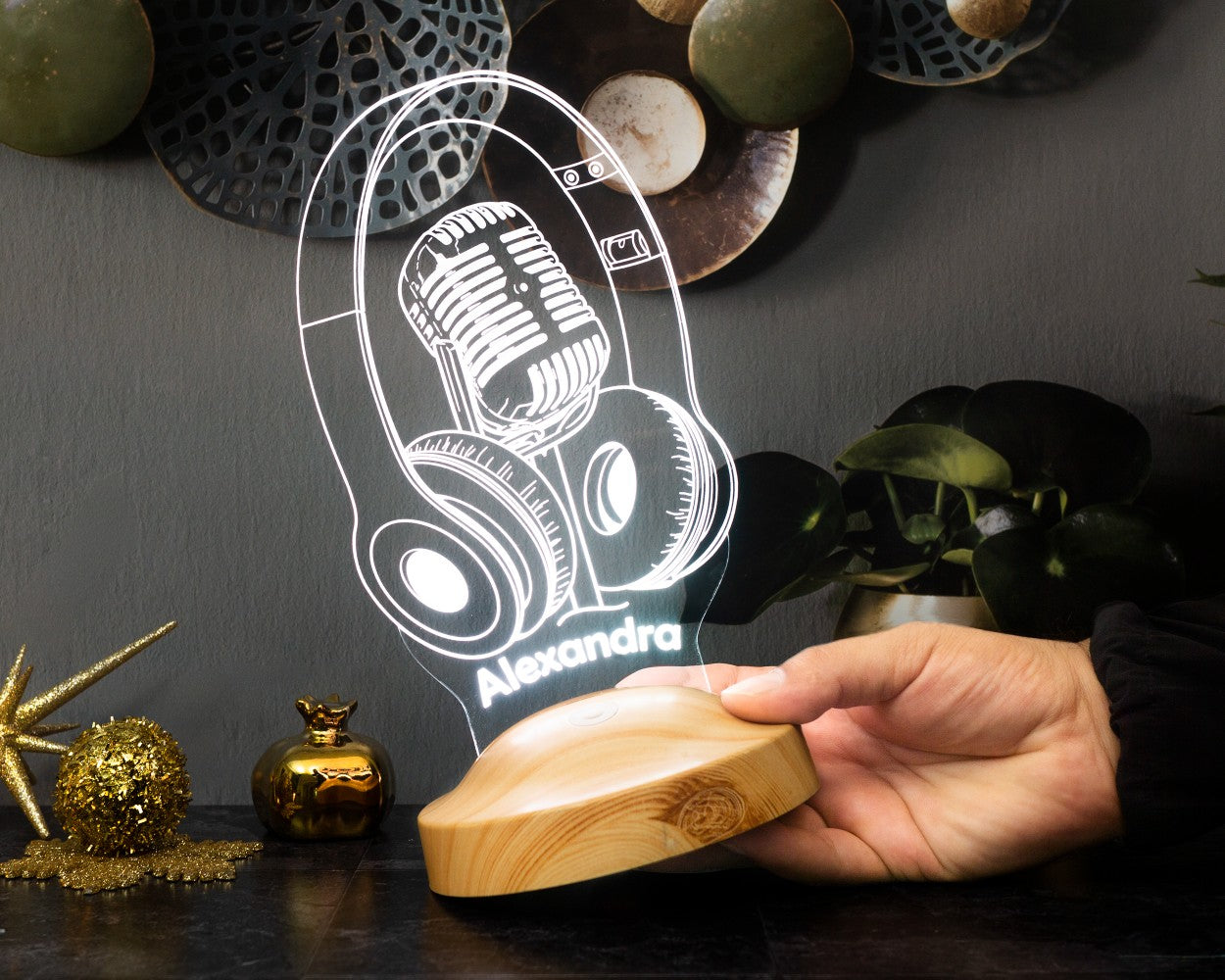 Headphone Microphone 3D Lamp Personalized Gift 