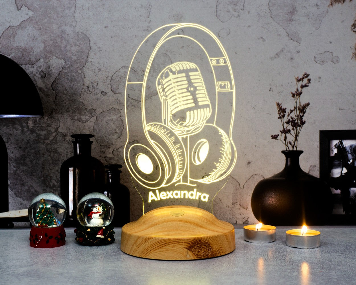 Headphone Microphone 3D Lamp Personalized Gift 