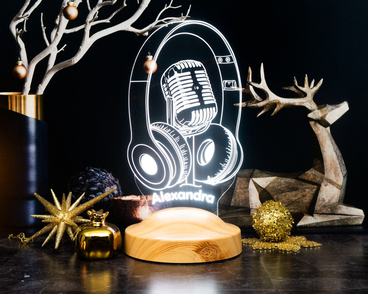 Headphone Microphone 3D Lamp Personalized Gift 