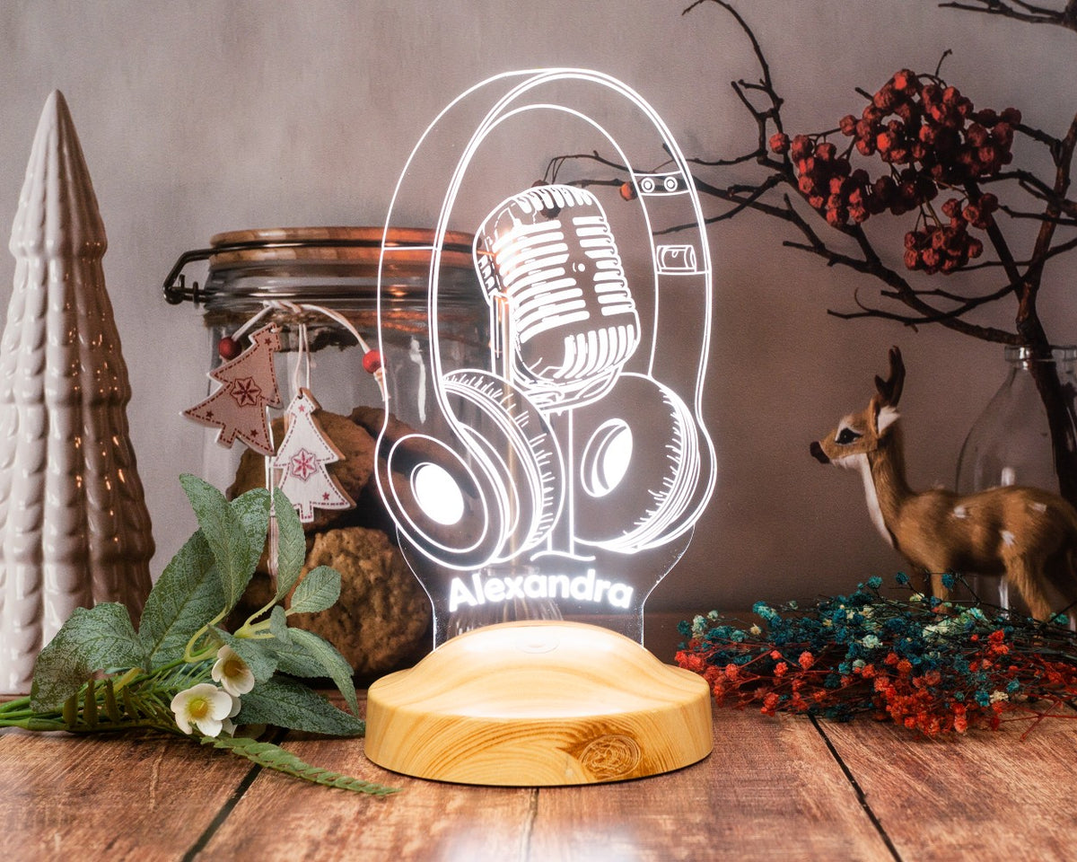 Headphone Microphone 3D Lamp Personalized Gift 