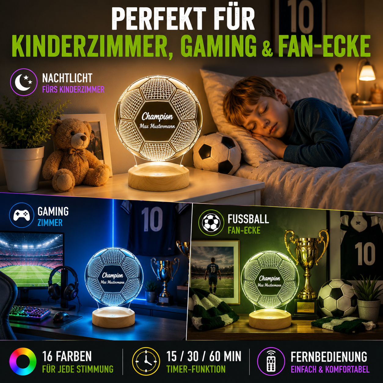 Football Personalized lamp with text of your choice