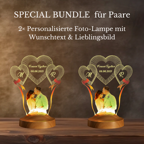 Photo lamp with desired text &amp; own picture for wedding or partner day