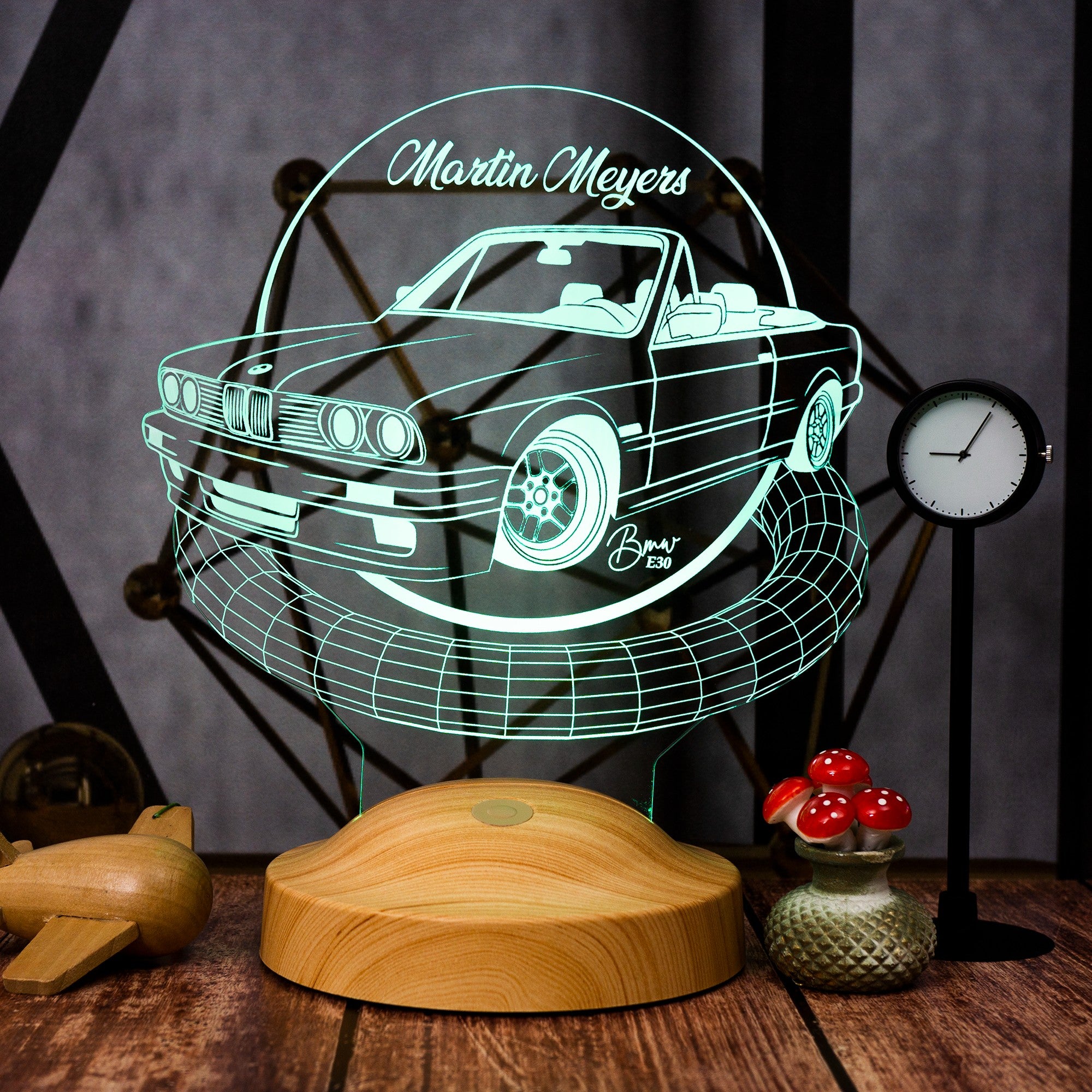 Car gift item LED lamp with engraving, gift idea for automobile fans