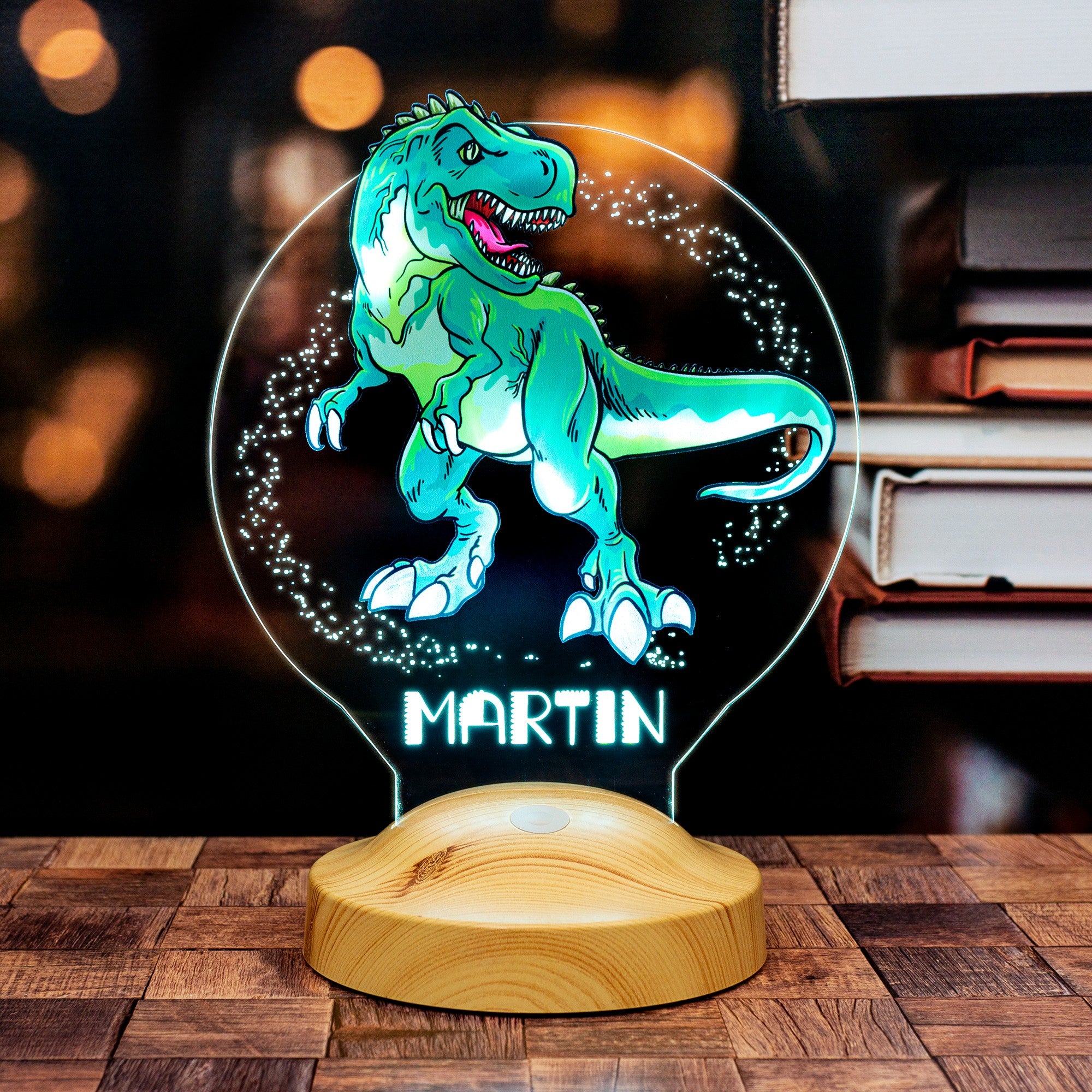 T-REX DINOSAUR PERSONALIZED LAMP WITH UV PRINTING 3D VISION LED NIGHT LIGHT