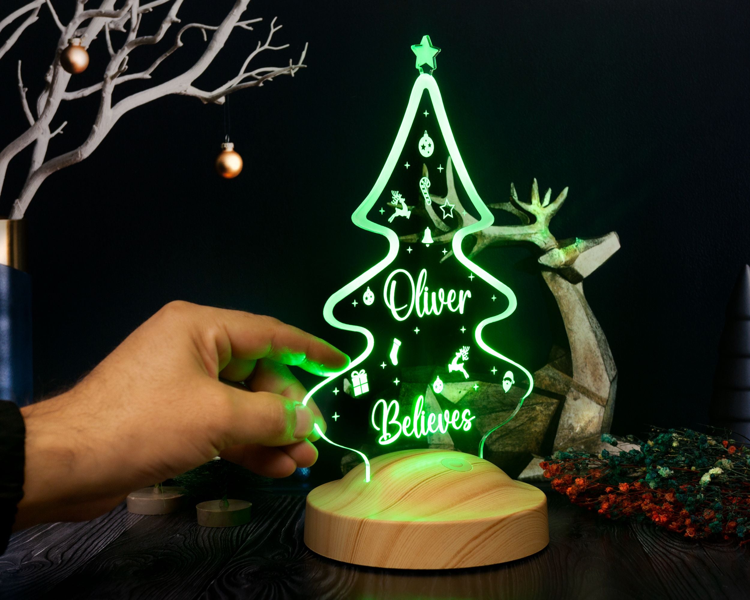 Christmas Tree Sweet Theme Personalized Lamp with Engraving