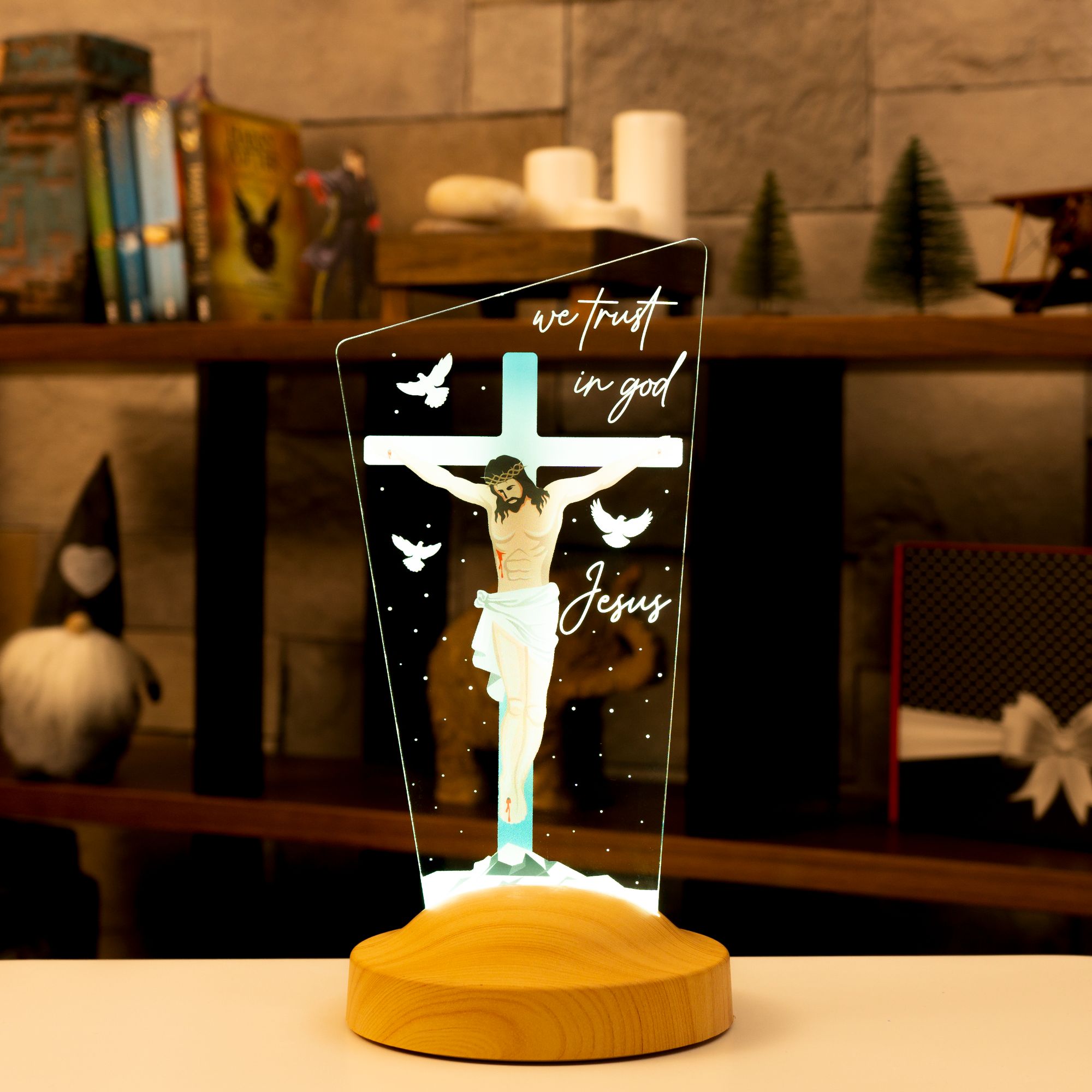 Gift for religious friends| Customize Christian Lamp Gift | Acrylic glass cross |