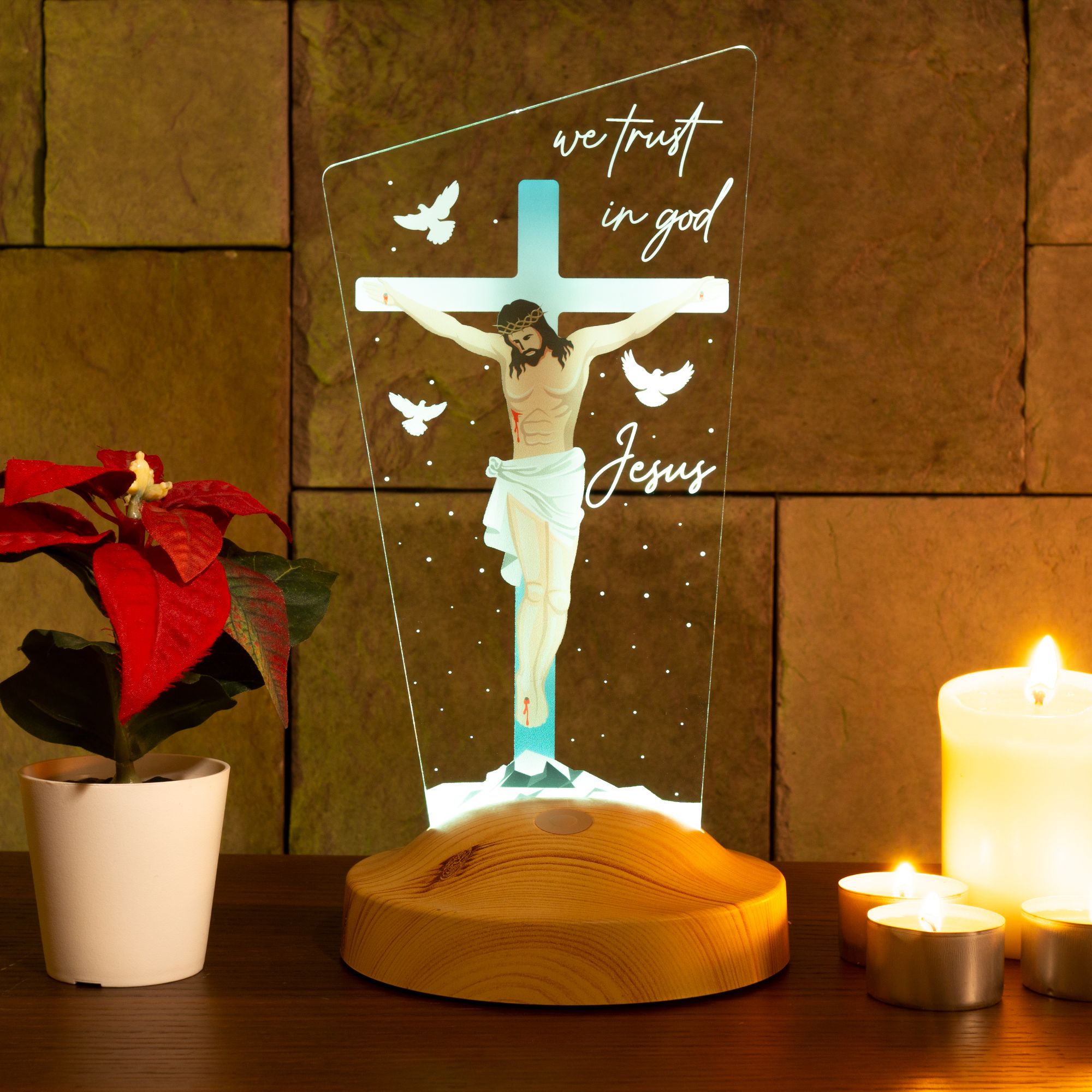 Gift for religious friends| Customize Christian Lamp Gift | Acrylic glass cross |