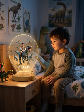 Personalisierte KI LED Lampe – Dein Foto auf einem T-Rex