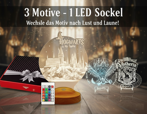 Harry Potter 3-in-1 Personalisierte LED Lampe – Hogwarts, Hedwig & dein Haus