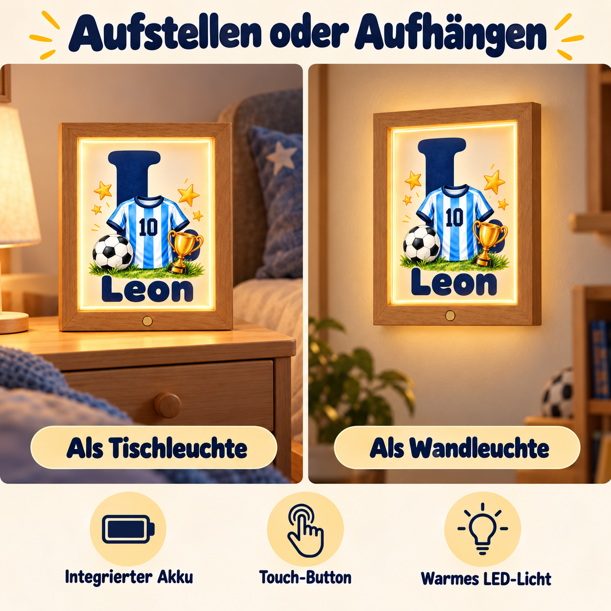 Als Tisch- und Wandleuchte verwendbar