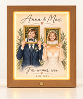Hochzeit Nachtlicht mit zwei Kindheitsfotos Namen und Datum