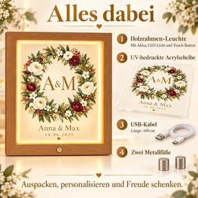 Lieferumfang der Holzrahmen-Leuchte