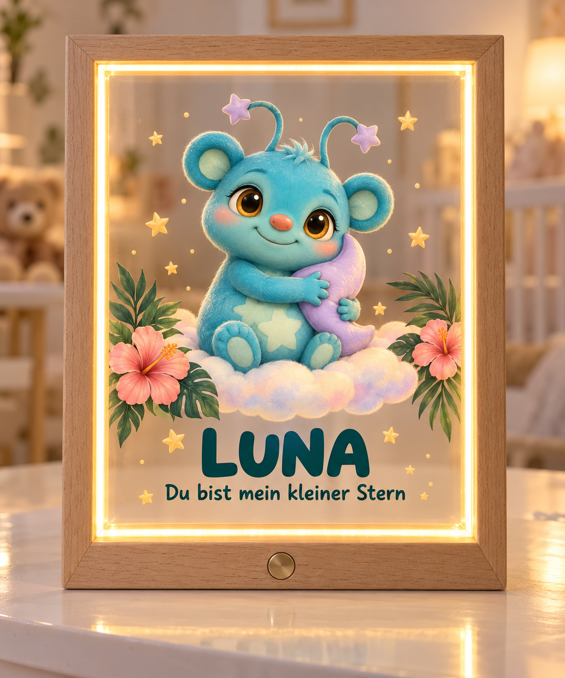 Sternfreund Nachtlicht mit Namen LUNA und persönlichem Text