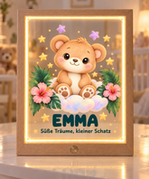 Tierfreunde Nachtlicht mit Bär, EMMA und persönlicher zweiter Textzeile