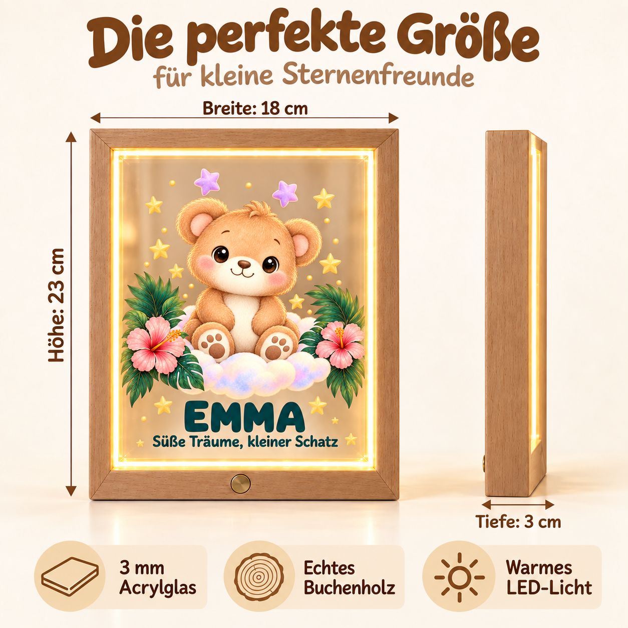 Tierfreunde Nachtlicht – Maße 23 × 18 × 3 cm