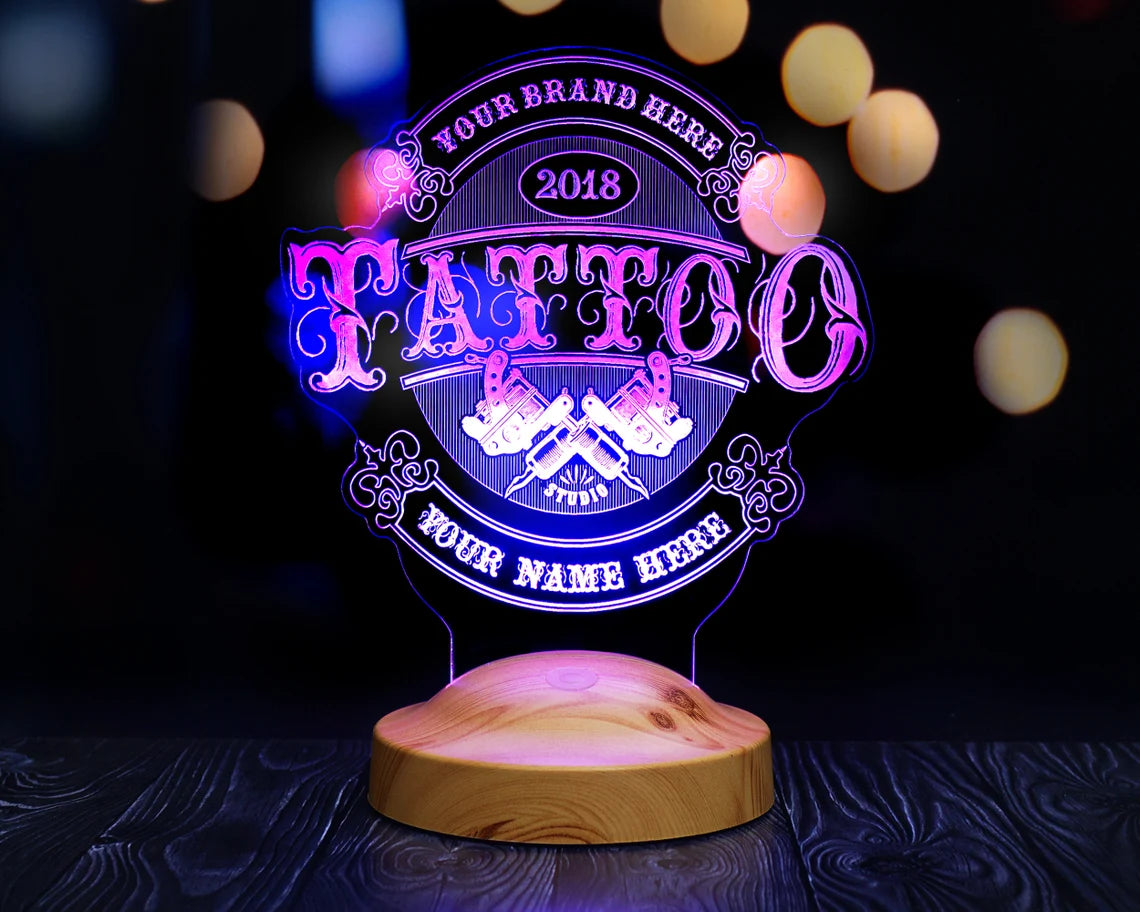 Gift for tattoo artists, TATTOO Studio 3D lamp, tattoo gift, tattoo gift ideas, gift for tattoo artists and tattoo lovers
