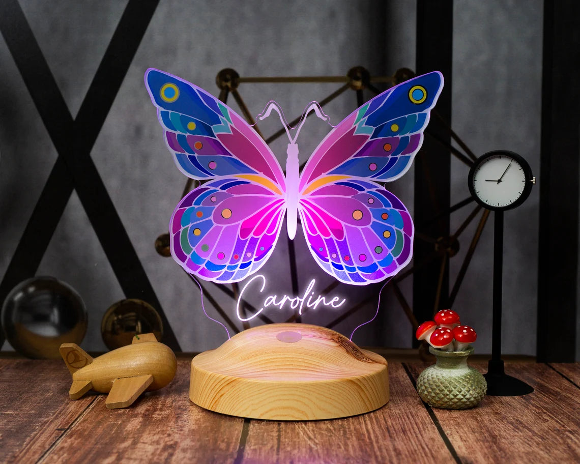 Personalized Colored 3D UV Butterfly Night Light Butterfly Gifts Nursery Decor