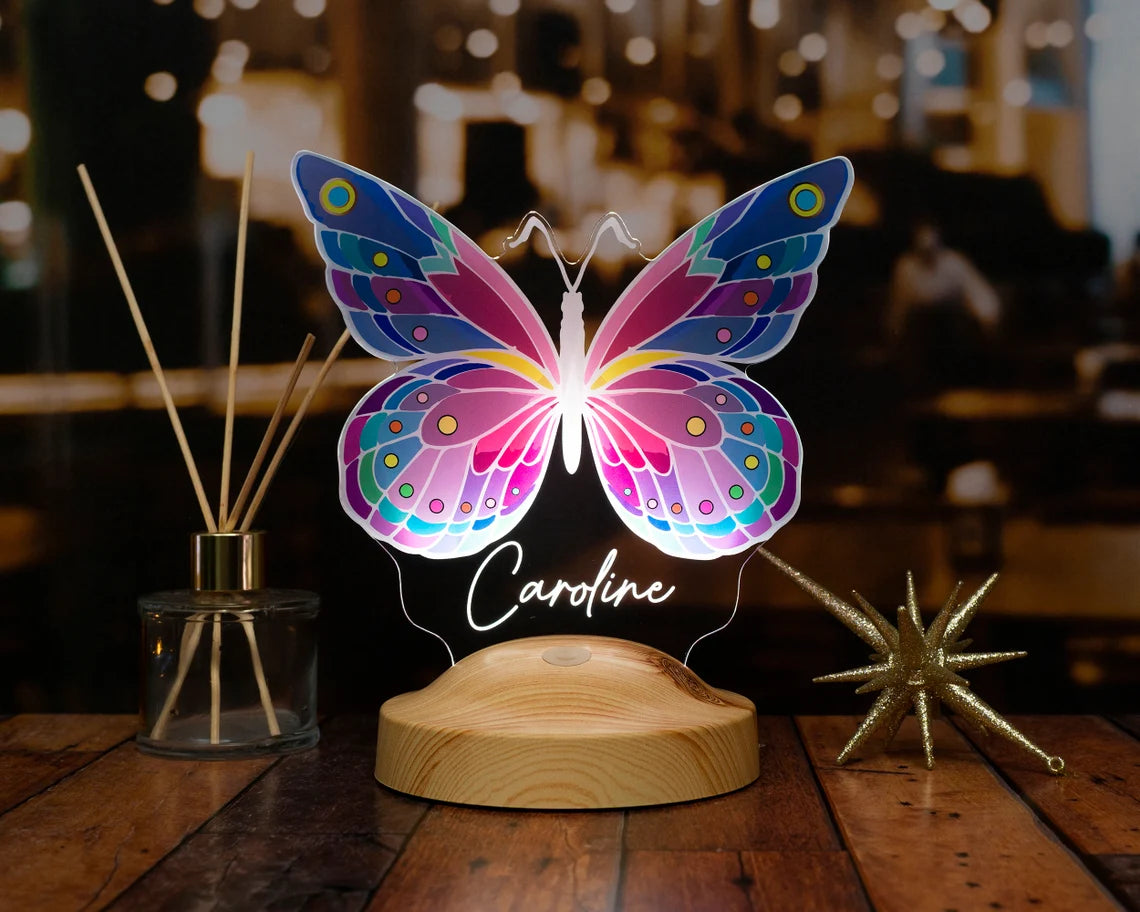 Personalized Colored 3D UV Butterfly Night Light Butterfly Gifts Nursery Decor