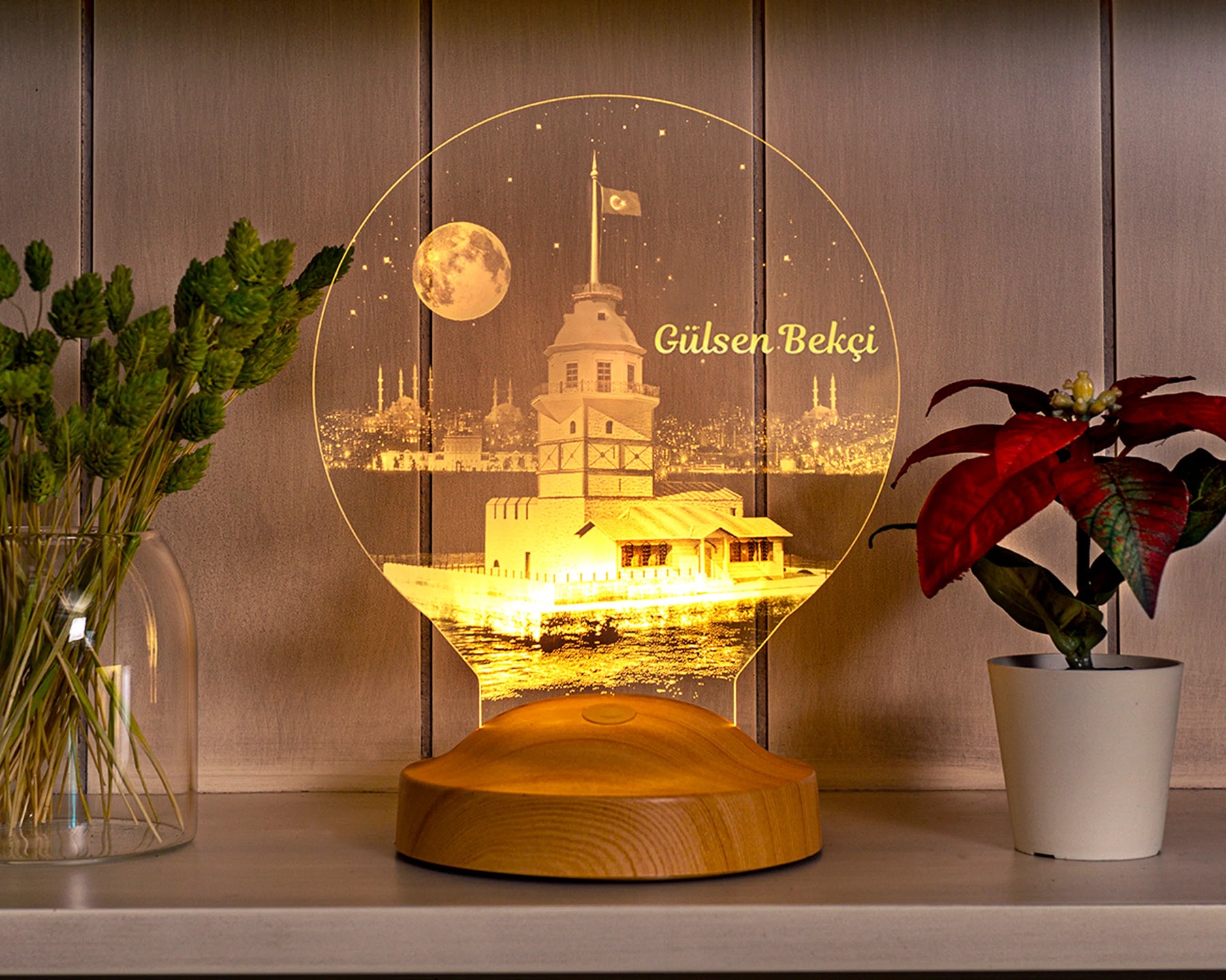 Maiden's Tower Istanbul Personalized lamp with custom text Kiz Kulesi