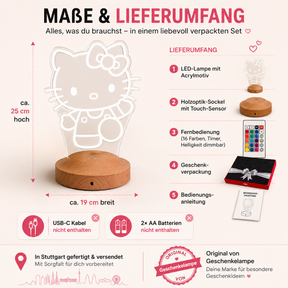 Personalisierte  Hello Kitty 3D Nachtlampe | Geschenk für Mädchen | Kinderzimmer Deko | Babyzimmer