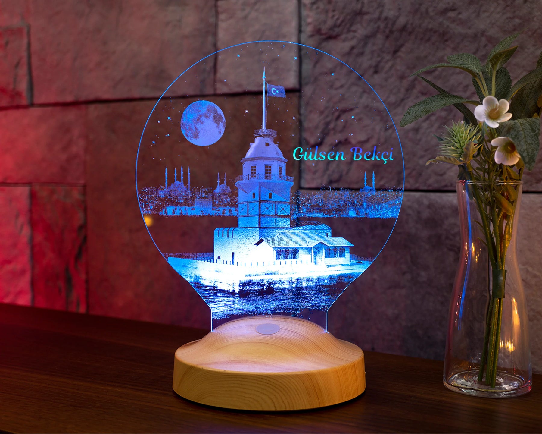 Maiden's Tower Istanbul Personalized lamp with custom text Kiz Kulesi